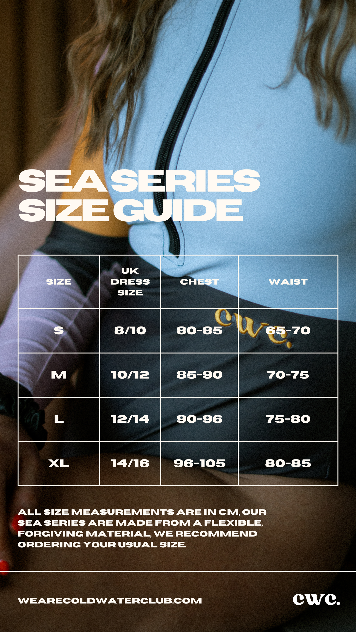 CWC Sea Series Atlantic Pattern Swimsuit size guide