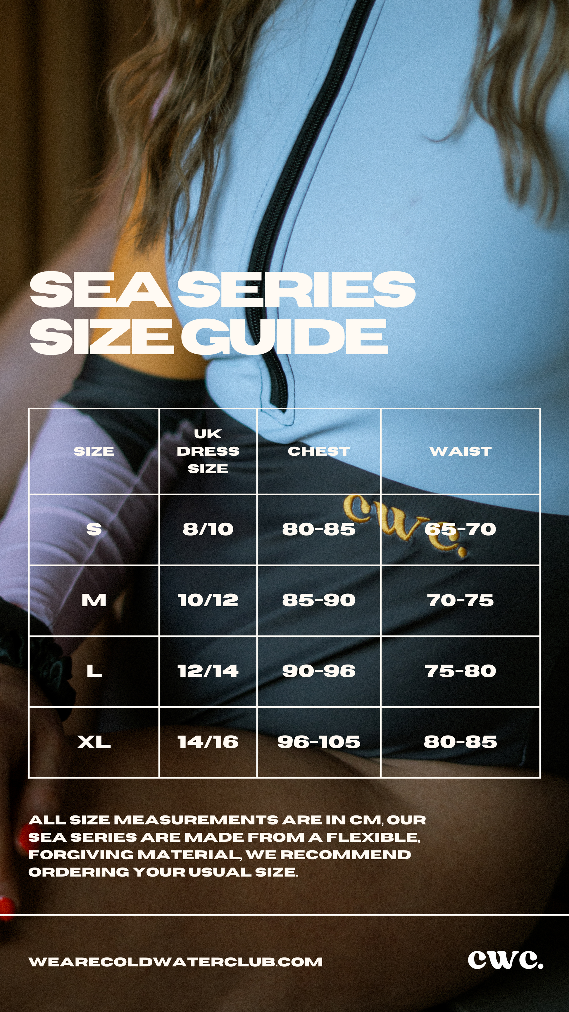 CWC Sea Series Atlantic Pattern Swimsuit size guide